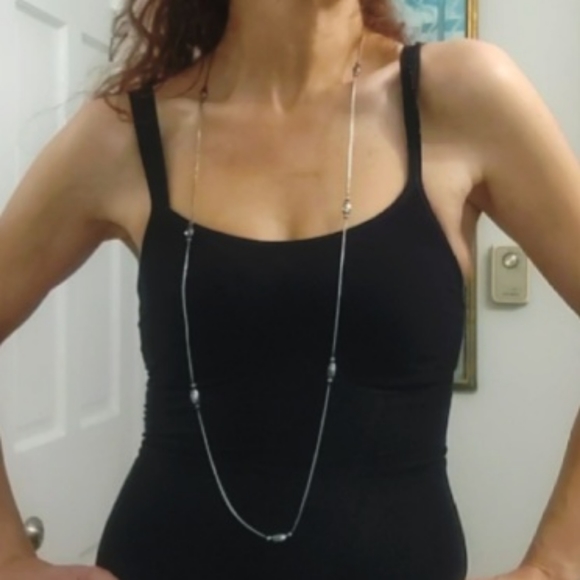 Vintage 43" Long Flapper Opera Length Italian Sterling Silver Station Necklace - Picture 5 of 11